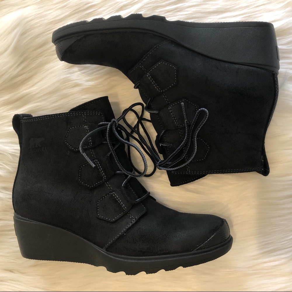 Sorel Toronto Lace Up Wedge Booties Black Size 8